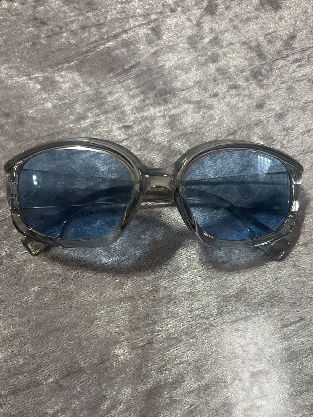 Clear Frame Sunglasses with Blue Lenses - Women's Fashion Accessory